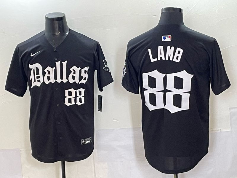 Men 2025 Nike Dallas Cowboys #88 Lamb Black 5th generation Joint Name Limited NFL Jersey 08->dallas cowboys->NFL Jersey